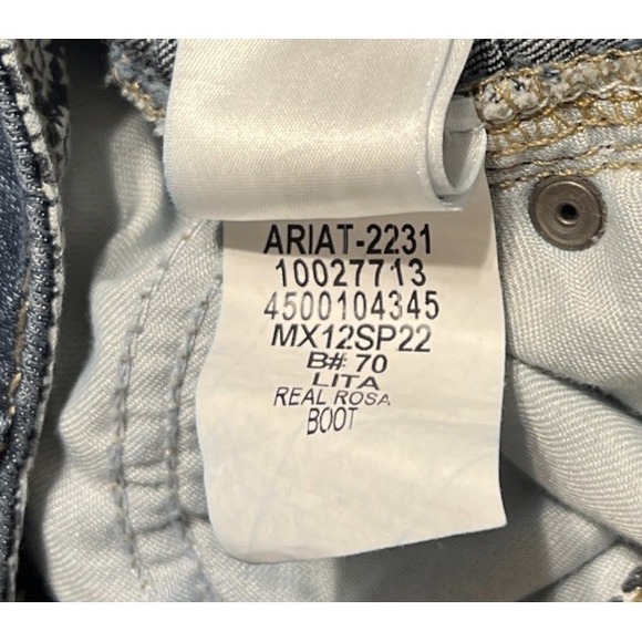 Ariat R.E.A.L. Perfect Rise Rosa Boot Cut Dark Wash Jeans SZ 28R (29x32) - Picture 5 of 11